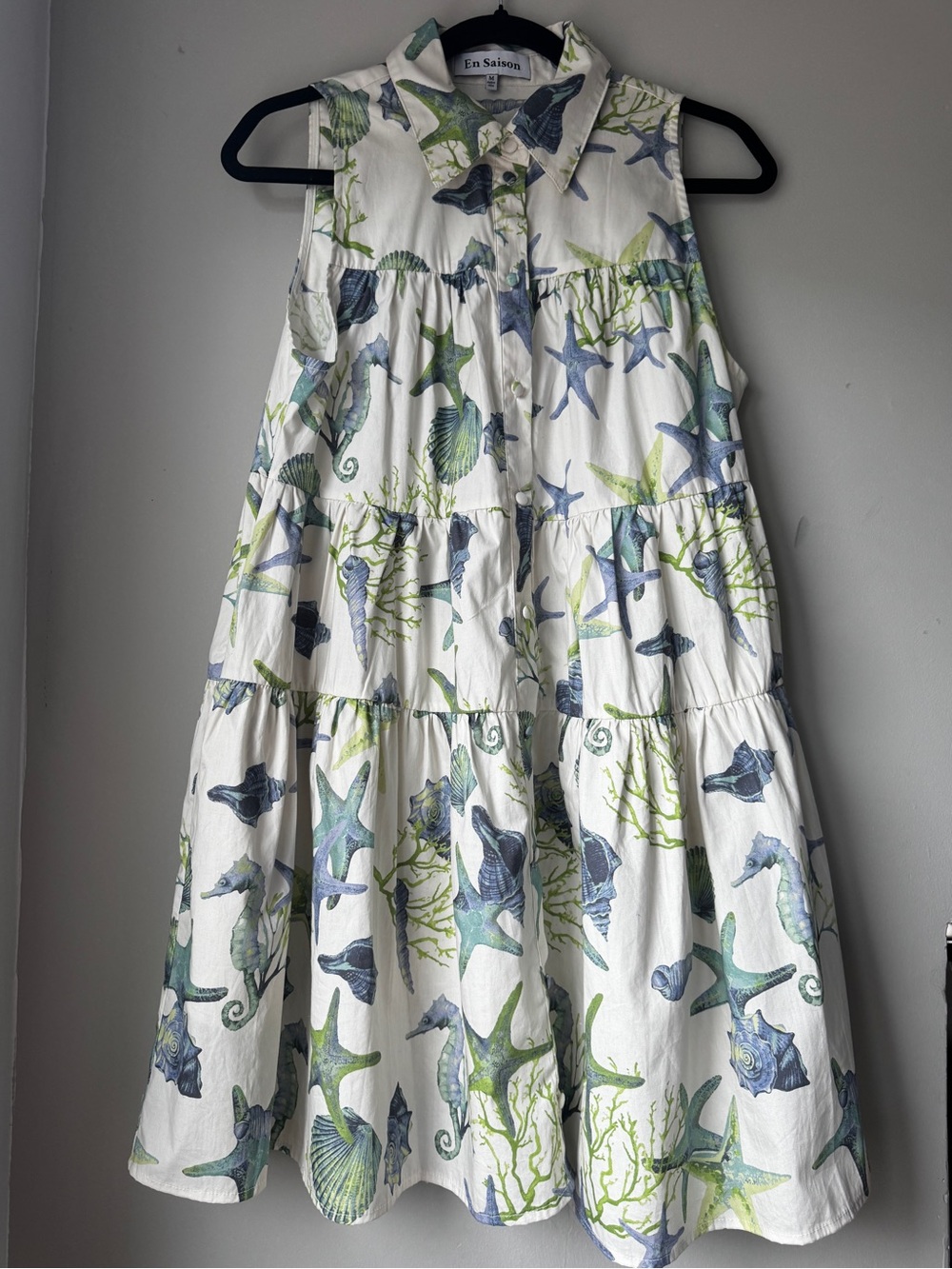En Saison Sea Life Print Dress | size Medium | 100% cotton